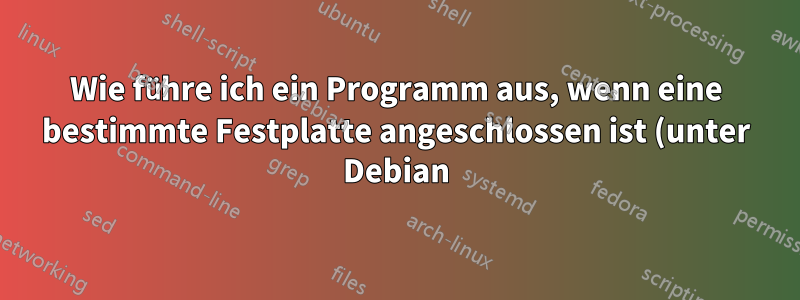 Wie führe ich ein Programm aus, wenn eine bestimmte Festplatte angeschlossen ist (unter Debian)?