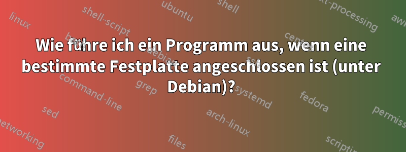 Wie führe ich ein Programm aus, wenn eine bestimmte Festplatte angeschlossen ist (unter Debian)?