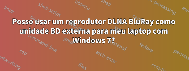 Posso usar um reprodutor DLNA BluRay como unidade BD externa para meu laptop com Windows 7?