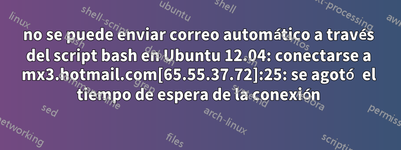 no se puede enviar correo automático a través del script bash en Ubuntu 12.04: conectarse a mx3.hotmail.com[65.55.37.72]:25: se agotó el tiempo de espera de la conexión