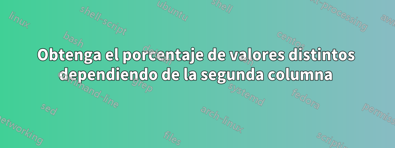 Obtenga el porcentaje de valores distintos dependiendo de la segunda columna