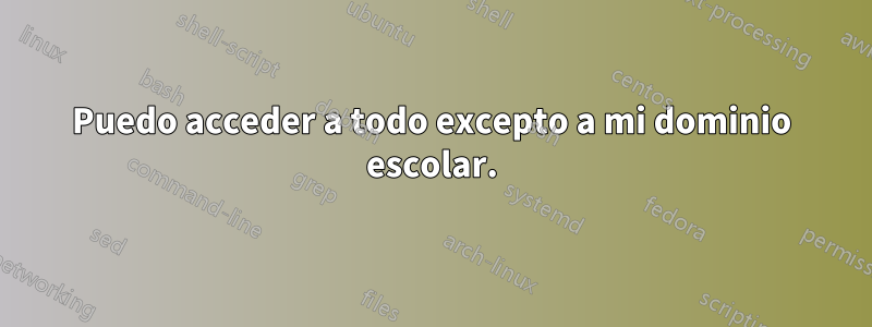 Puedo acceder a todo excepto a mi dominio escolar.