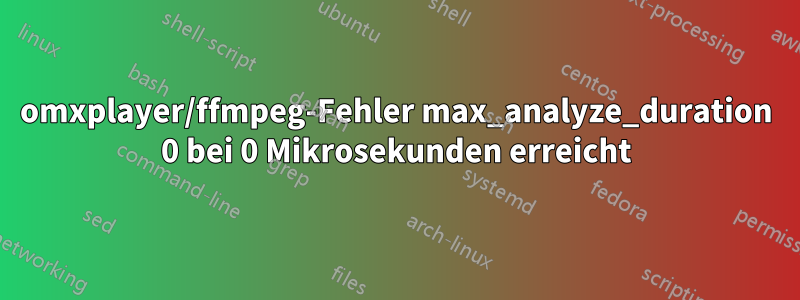 omxplayer/ffmpeg-Fehler max_analyze_duration 0 bei 0 Mikrosekunden erreicht