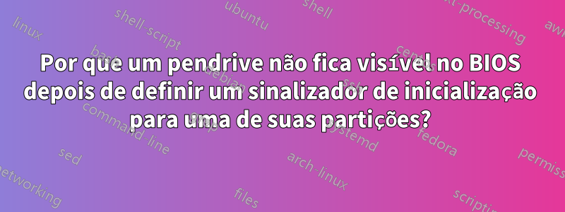 Por que um pendrive não fica visível no BIOS depois de definir um sinalizador de inicialização para uma de suas partições?