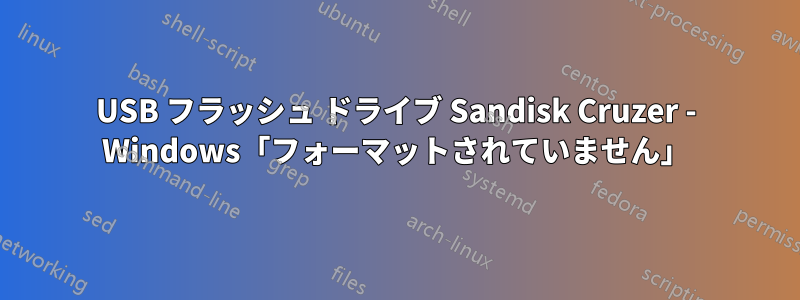 USB フラッシュ ドライブ Sandisk Cruzer - Windows「フォーマットされていません」