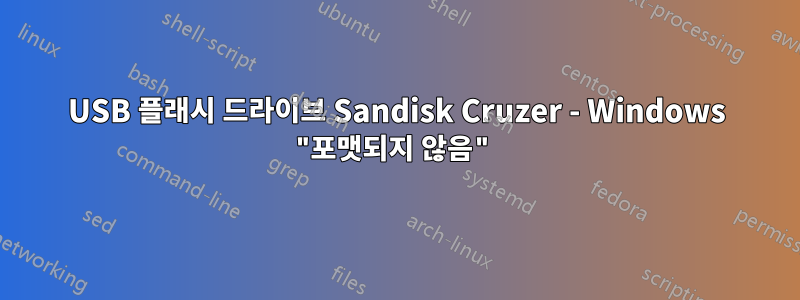 USB 플래시 드라이브 Sandisk Cruzer - Windows "포맷되지 않음"