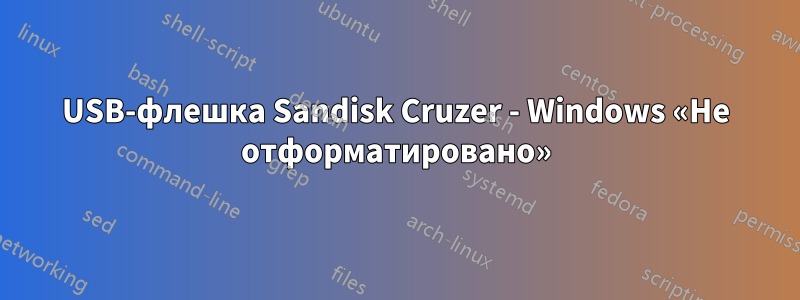 USB-флешка Sandisk Cruzer - Windows «Не отформатировано»