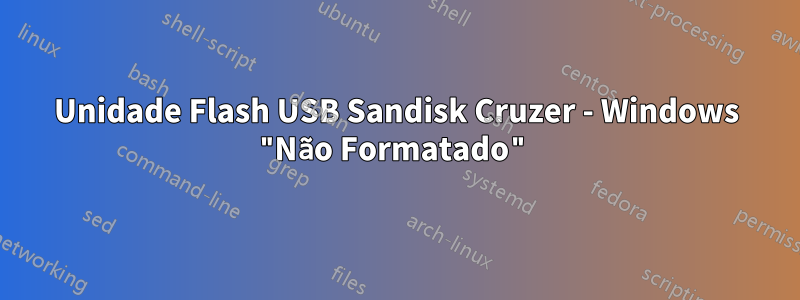 Unidade Flash USB Sandisk Cruzer - Windows "Não Formatado"