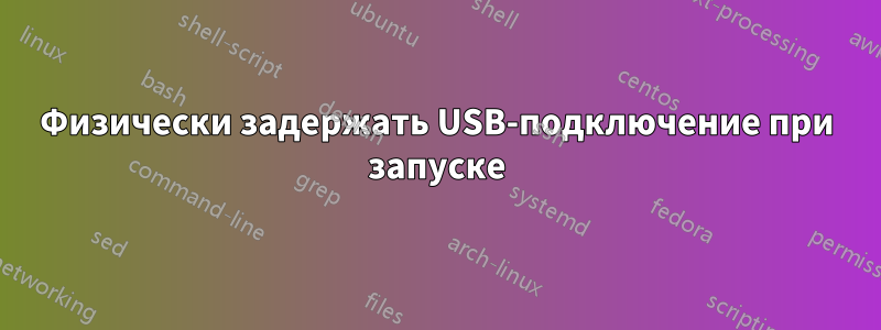 Физически задержать USB-подключение при запуске