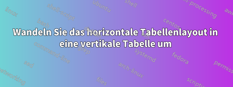 Wandeln Sie das horizontale Tabellenlayout in eine vertikale Tabelle um