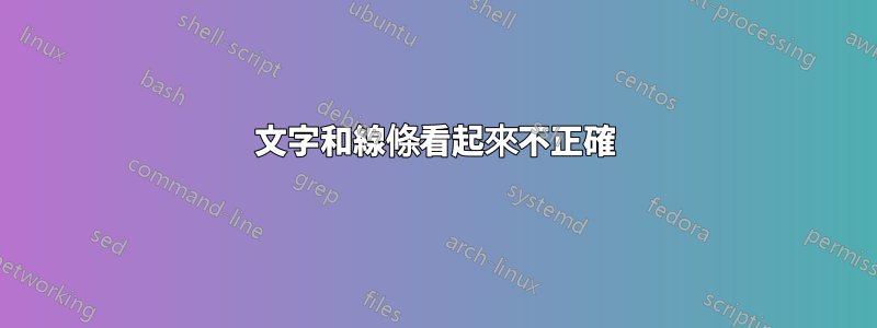 文字和線條看起來不正確