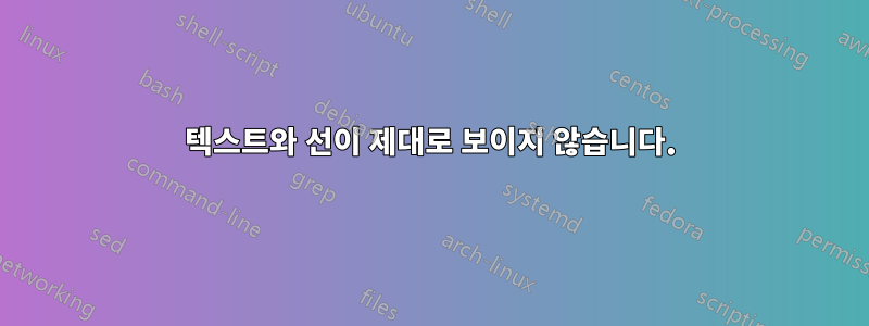 텍스트와 선이 제대로 보이지 않습니다.