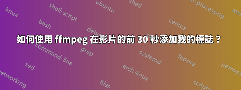 如何使用 ffmpeg 在影片的前 30 秒添加我的標誌？