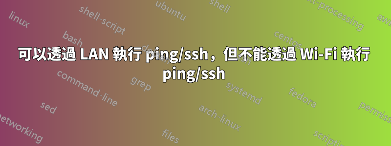 可以透過 LAN 執行 ping/ssh，但不能透過 Wi-Fi 執行 ping/ssh