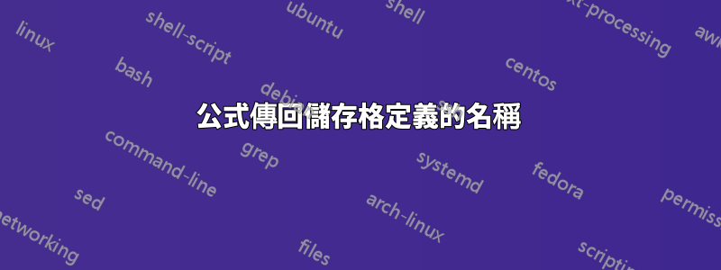 公式傳回儲存格定義的名稱