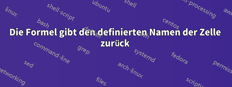 Die Formel gibt den definierten Namen der Zelle zurück