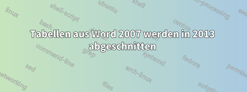 Tabellen aus Word 2007 werden in 2013 abgeschnitten