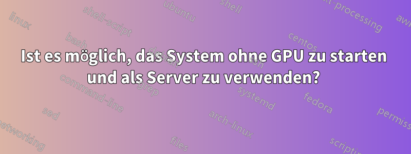 Ist es möglich, das System ohne GPU zu starten und als Server zu verwenden?