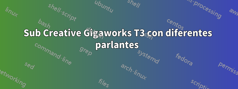 Sub Creative Gigaworks T3 con diferentes parlantes 