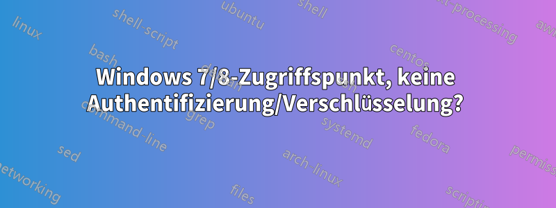 Windows 7/8-Zugriffspunkt, keine Authentifizierung/Verschlüsselung?