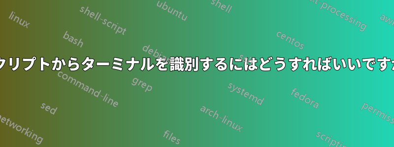 スクリプトからターミナルを識別するにはどうすればいいですか?