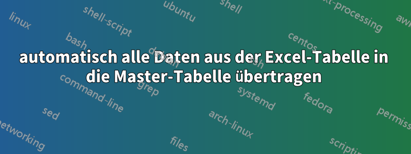 automatisch alle Daten aus der Excel-Tabelle in die Master-Tabelle übertragen