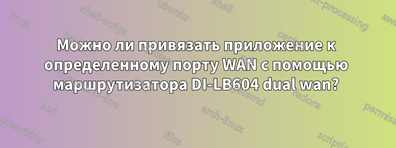 Можно ли привязать приложение к определенному порту WAN с помощью маршрутизатора DI-LB604 dual wan?