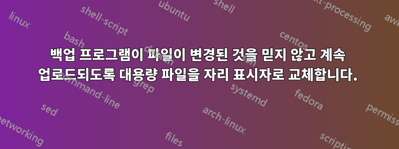 백업 프로그램이 파일이 변경된 것을 믿지 않고 계속 업로드되도록 대용량 파일을 자리 표시자로 교체합니다.