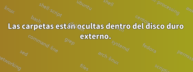 Las carpetas están ocultas dentro del disco duro externo.