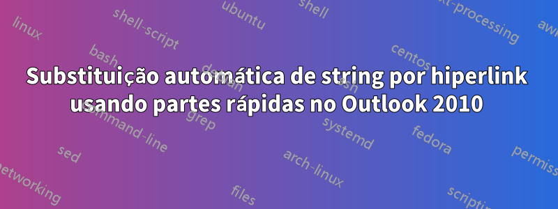 Substituição automática de string por hiperlink usando partes rápidas no Outlook 2010