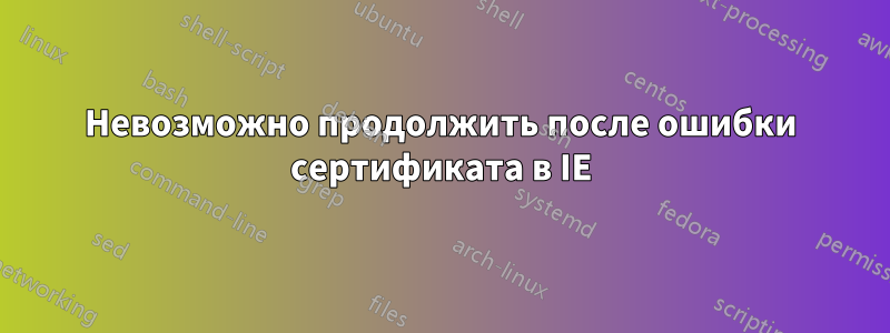 Невозможно продолжить после ошибки сертификата в IE