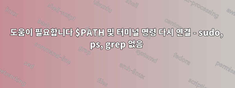 도움이 필요합니다 $PATH 및 터미널 명령 다시 연결 - sudo, ps, grep 없음