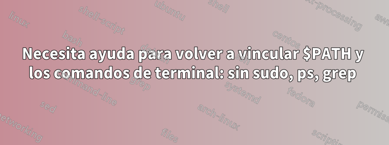 Necesita ayuda para volver a vincular $PATH y los comandos de terminal: sin sudo, ps, grep