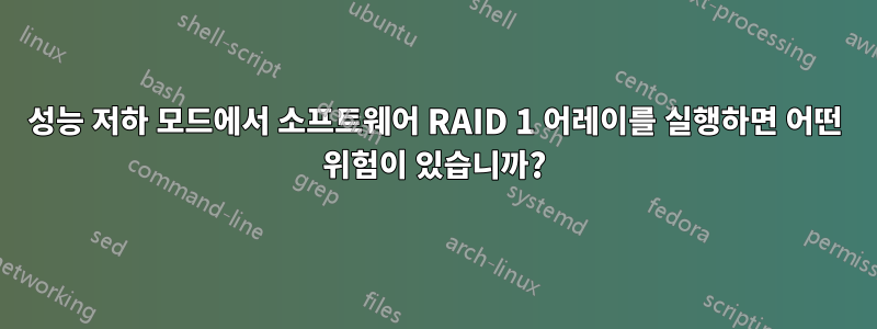 성능 저하 모드에서 소프트웨어 RAID 1 어레이를 실행하면 어떤 위험이 있습니까?