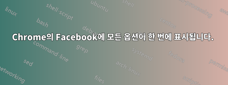 Chrome의 Facebook에 모든 옵션이 한 번에 표시됩니다.