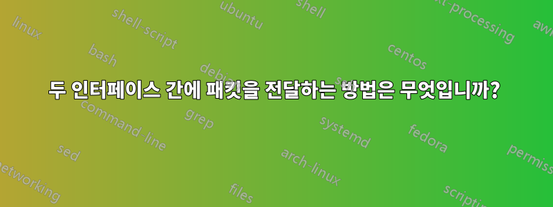 두 인터페이스 간에 패킷을 전달하는 방법은 무엇입니까?