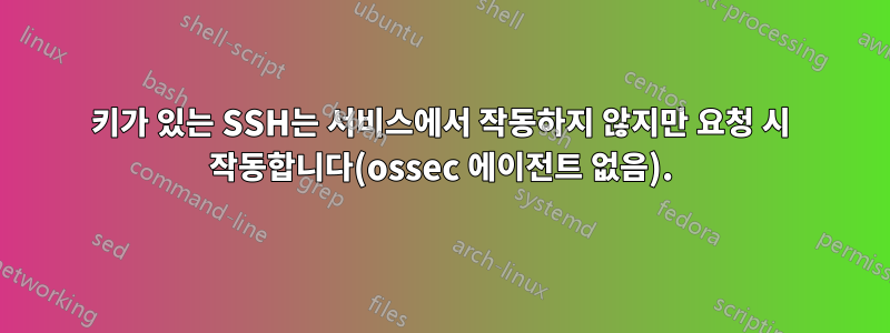 키가 있는 SSH는 서비스에서 작동하지 않지만 요청 시 작동합니다(ossec 에이전트 없음).