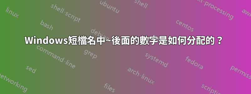 Windows短檔名中~後面的數字是如何分配的？