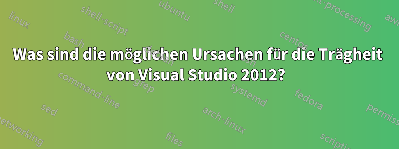 Was sind die möglichen Ursachen für die Trägheit von Visual Studio 2012? 