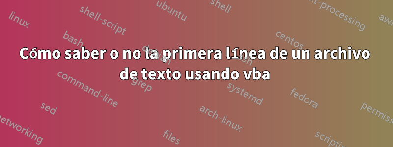 Cómo saber o no la primera línea de un archivo de texto usando vba