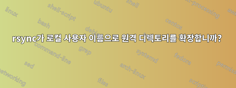 rsync가 로컬 사용자 이름으로 원격 디렉토리를 확장합니까?