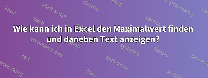 Wie kann ich in Excel den Maximalwert finden und daneben Text anzeigen?