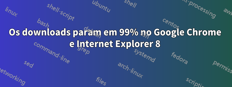 Os downloads param em 99% no Google Chrome e Internet Explorer 8