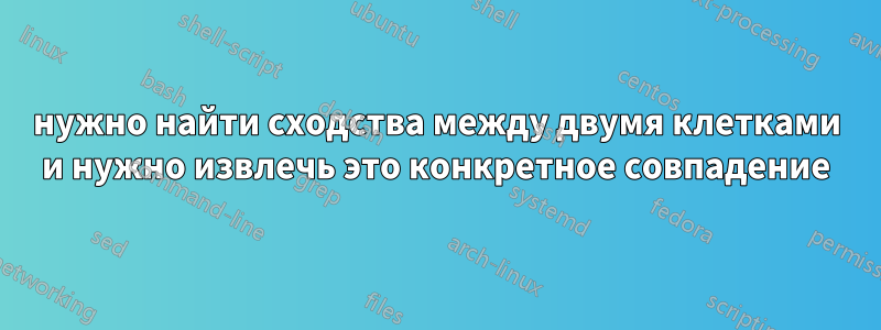 нужно найти сходства между двумя клетками и нужно извлечь это конкретное совпадение