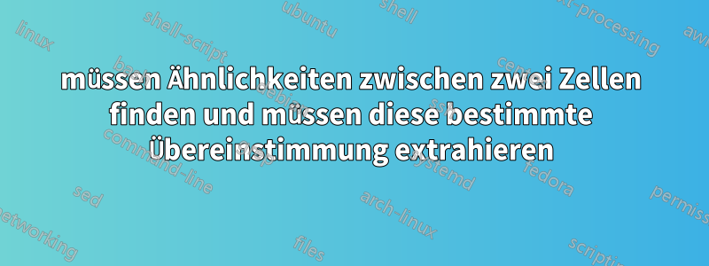 müssen Ähnlichkeiten zwischen zwei Zellen finden und müssen diese bestimmte Übereinstimmung extrahieren