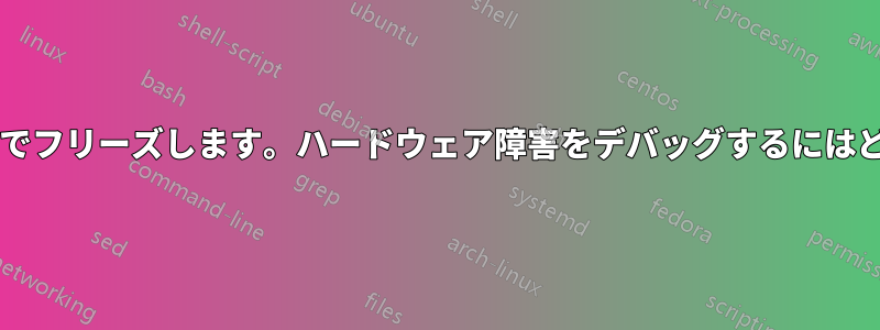 コンピュータが起動後数分でフリーズします。ハードウェア障害をデバッグするにはどうすればよいでしょうか?