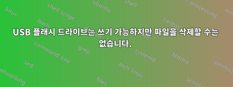 USB 플래시 드라이브는 쓰기 가능하지만 파일을 삭제할 수는 없습니다.