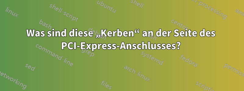 Was sind diese „Kerben“ an der Seite des PCI-Express-Anschlusses?