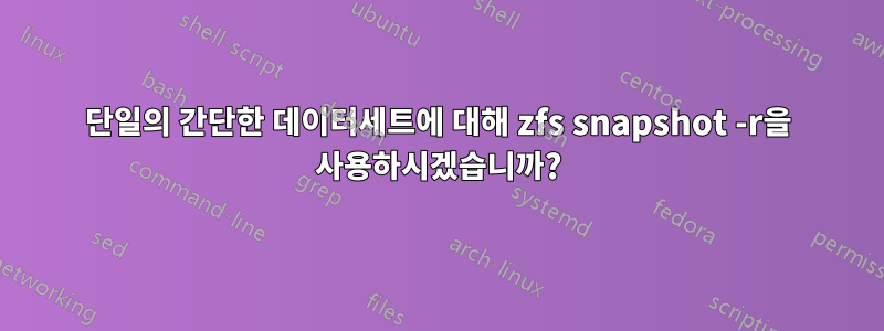 단일의 간단한 데이터세트에 대해 zfs snapshot -r을 사용하시겠습니까?