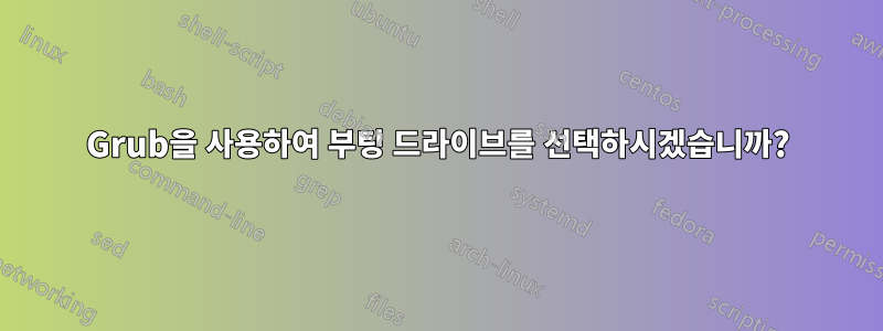 Grub을 사용하여 부팅 드라이브를 선택하시겠습니까?